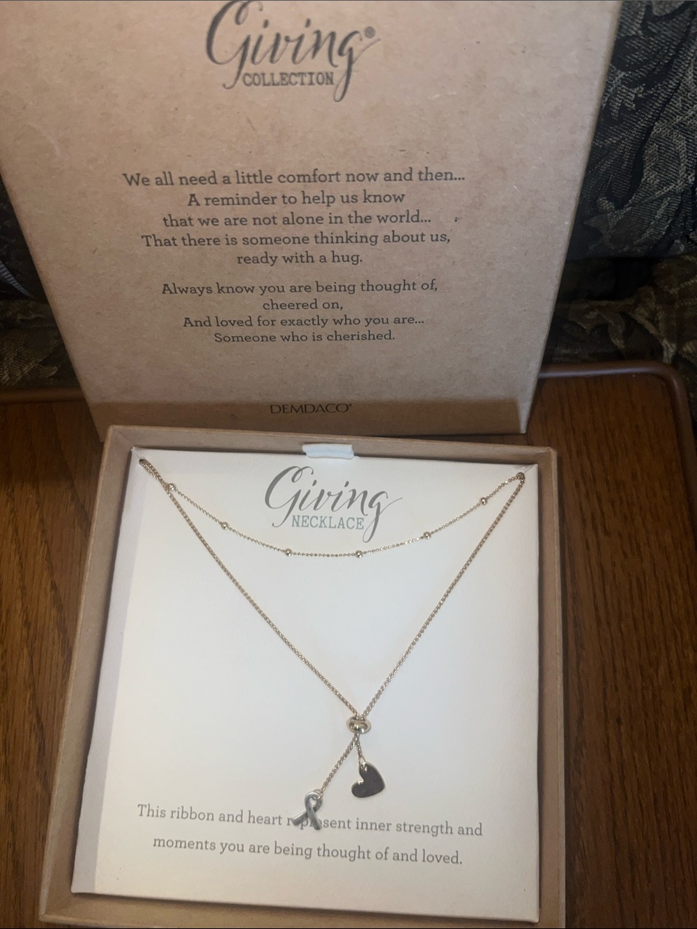 Demdaco Gold Double-Layer Necklace with Heart Charms